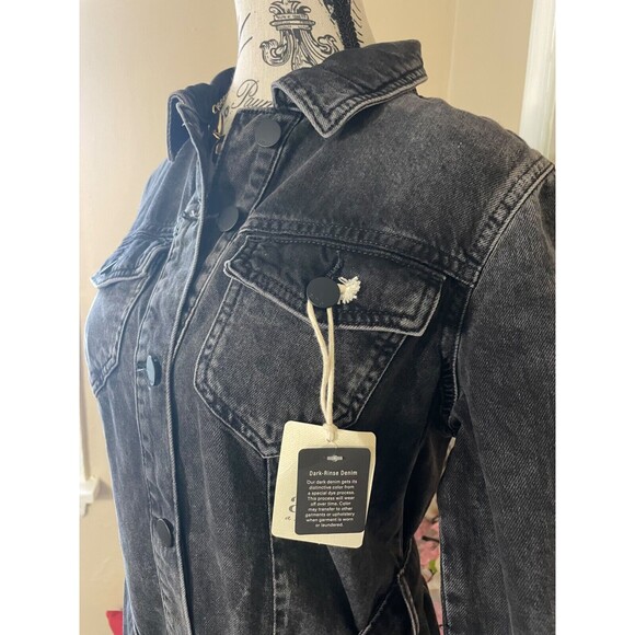 a.n.a Women's Denim Dress Black Long Sleeves Size XS Button Front Belted Casual - Picture 5 of 12